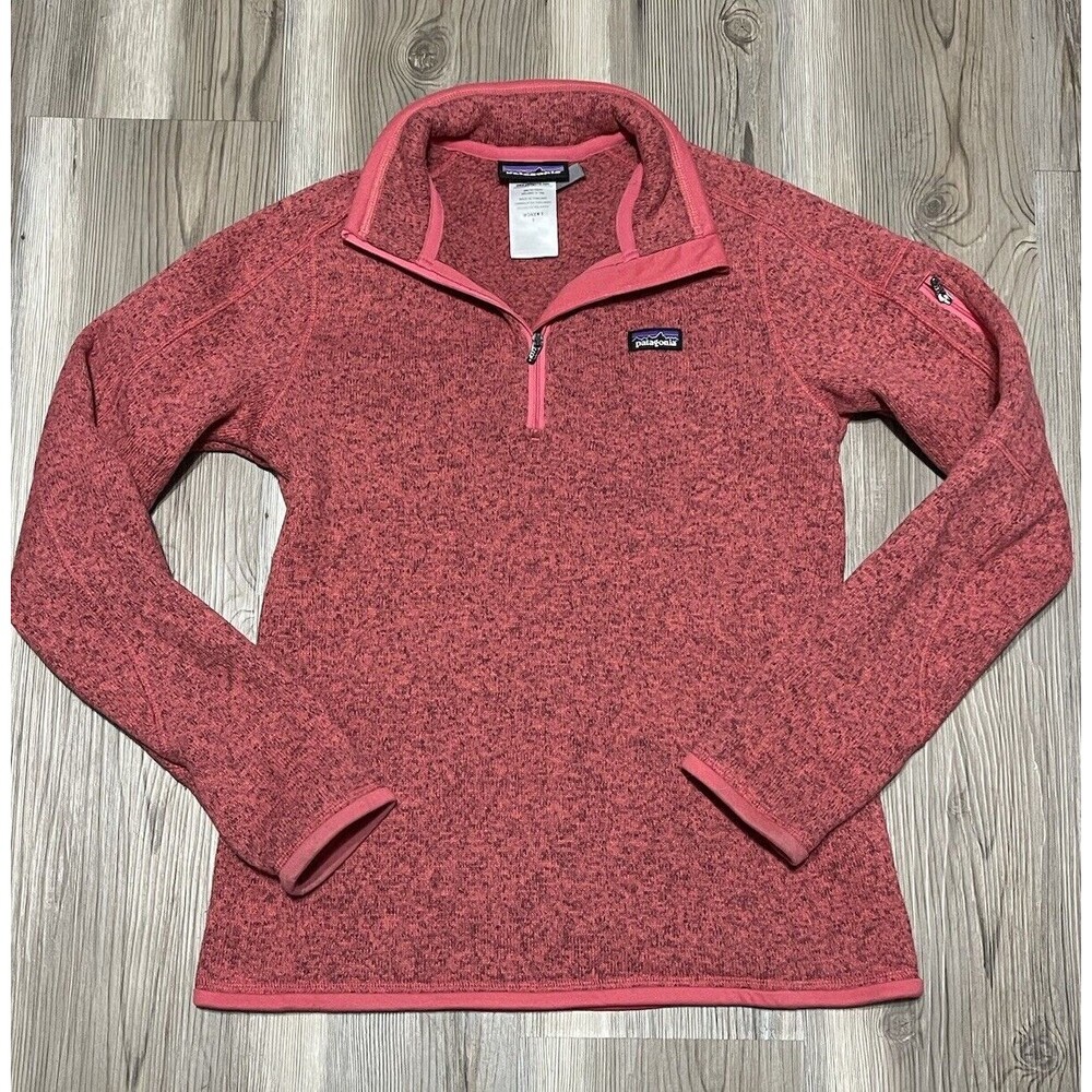 Patagonia Womens Size S Salmon Pink Better Sweater 1/4 Zip Fleece Mock Neck
